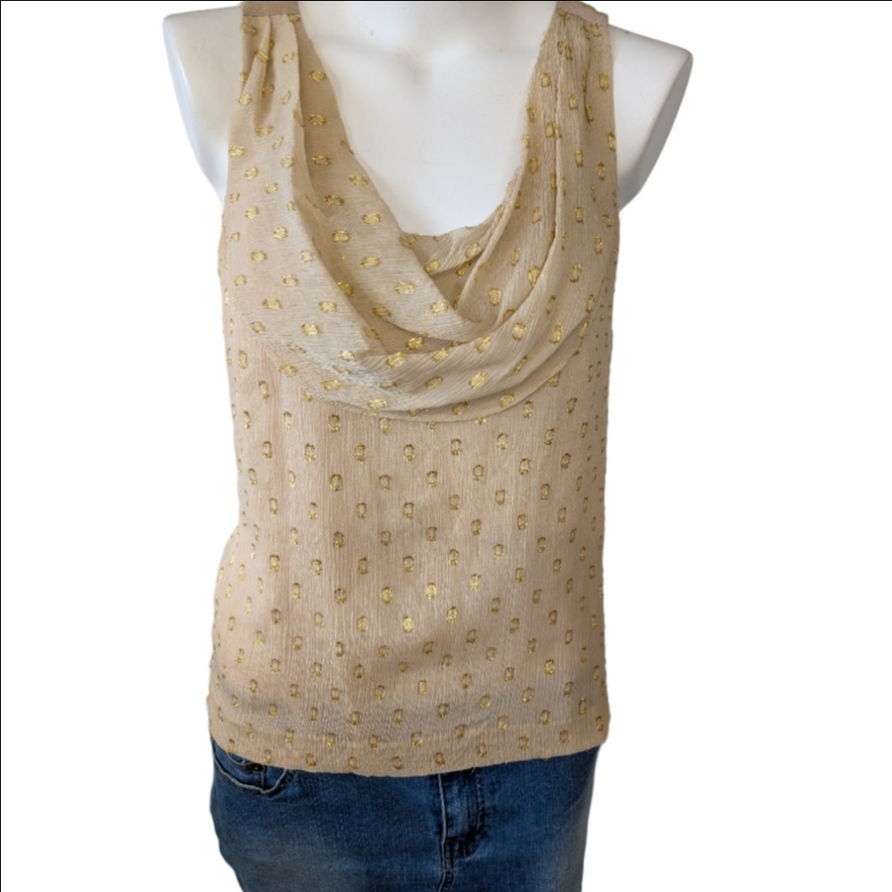 J. Crew  Tank Top Gold  Metallic Polkadot Size 4
